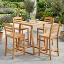 Acacia Wood Bar Stools with Curved Backrest - 400 LBS Capacity