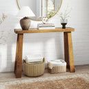 Solid Rubber Wood Console Table 43inch Narrow Entryway Table with Thick Tabletop and Stable Base