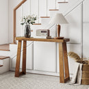 Solid Rubber Wood Console Table 43inch Narrow Entryway Table with Thick Tabletop and Stable Base