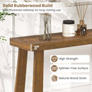 Solid Rubber Wood Console Table 43inch Narrow Entryway Table with Thick Tabletop and Stable Base