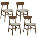 Solid Rubber Wood Dining Chairs Set of 4 with Curved Backrest