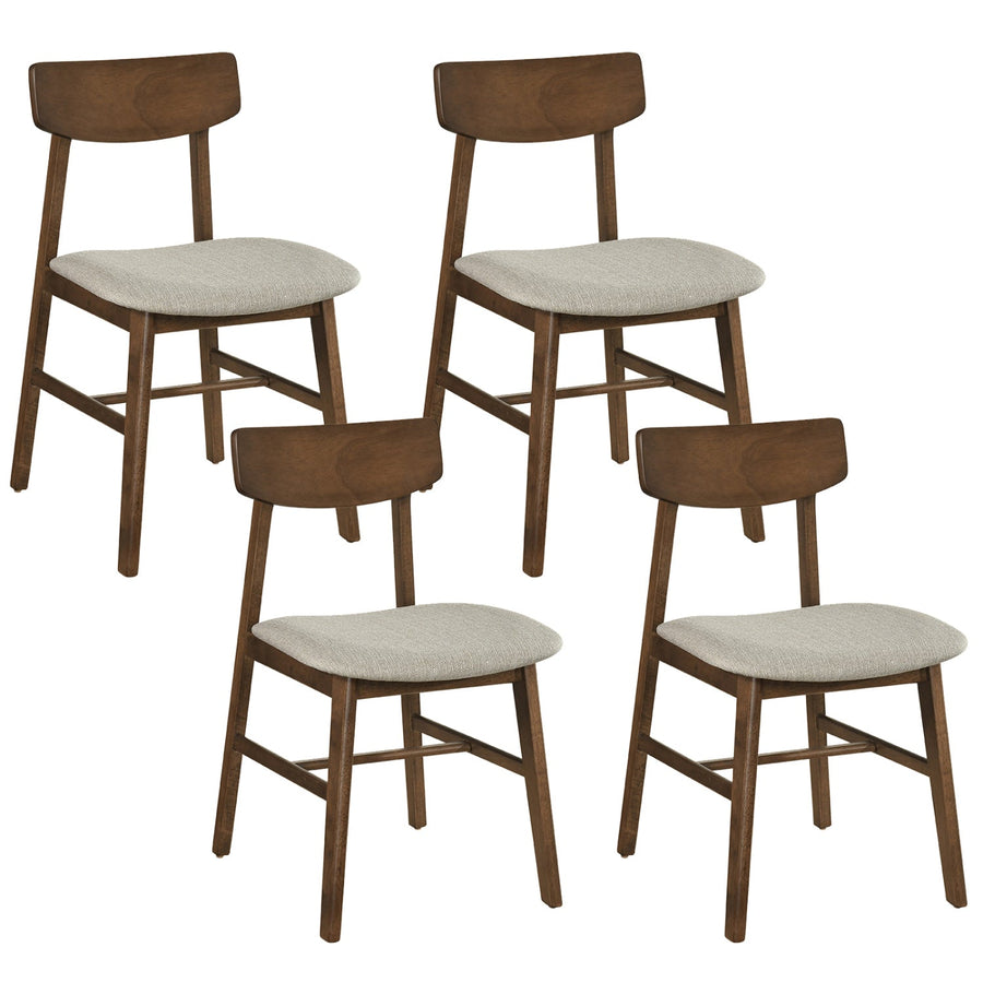 Solid Rubber Wood Dining Chairs Set of 4 with Curved Backrest