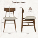 Solid Rubber Wood Dining Chairs Set of 4 with Curved Backrest