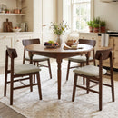 Solid Rubber Wood Dining Chairs Set of 4 with Curved Backrest