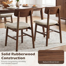 Solid Rubber Wood Dining Chairs Set of 4 with Curved Backrest