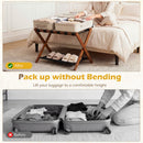 Solid Rubberwood Folding Luggage Rack with Nylon Shelves
