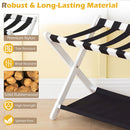Solid Rubberwood Folding Luggage Rack with Nylon Shelves
