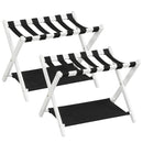 Solid Rubberwood Folding Luggage Rack with Nylon Shelves Set of 2