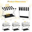 Solid Rubberwood Folding Luggage Rack with Nylon Shelves Set of 2