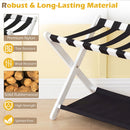 Solid Rubberwood Folding Luggage Rack with Nylon Shelves Set of 2