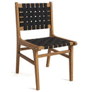 Teak Wood Outdoor Dining Chair with Woven Strap Back