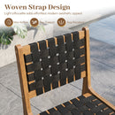 Teak Wood Outdoor Dining Chair with Woven Strap Back