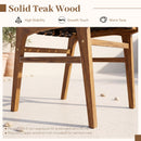 Teak Wood Outdoor Dining Chair with Woven Strap Back