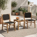 Teak Wood Outdoor Dining Chair with Woven Strap Back