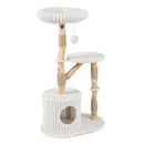 Solid Wood Cat Tree 41" with Real Branches & Cozy Bed