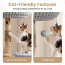 Solid Wood Cat Tree 41" with Real Branches & Cozy Bed
