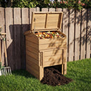 Solid Wood Compost Bin with Lockable Sliding Door and Flip