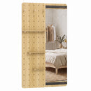 Full Length Wall Mirror with Sliding Pegboard & Shelves