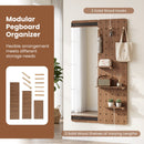 Full Length Wall Mirror with Sliding Pegboard & Shelves