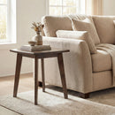 Solid Wood Side Table Square End Table with Thickened Top and Curved Edge