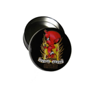 Sourpuss Coasters | Tattoo Flash Cartoon Set of Four | Metal & Cork Retro Round Drinkware with Tin