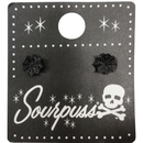 Sourpuss Earrings | Black Spider Web Studs | Gothic Rockabilly Resin Design
