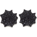 Sourpuss Earrings | Black Spider Web Studs | Gothic Rockabilly Resin Design