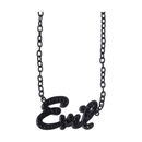 Sourpuss “Evil” Pendant Necklace with Black Rhinestones Gothic Statement Jewelry