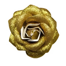 Sourpuss Gold Glitter Rose Hair Clip | Retro Rockabilly Sparkly Rose Alligator Clip