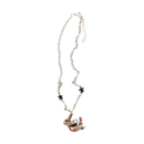Sourpuss "Good Luck” Horseshoe Necklace with Red Rhinestones & Black Star Charms