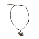 Sourpuss "Good Luck” Horseshoe Necklace with Red Rhinestones & Black Star Charms