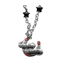 Sourpuss "Good Luck” Horseshoe Necklace with Red Rhinestones & Black Star Charms