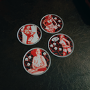 Sourpuss Nudie Coasters | Rockabilly Pin-Up Girls Set of Four | Metal & Cork Retro Drinkware with Storage Tin