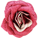 Sourpuss Pink Glittery Rose Hair Clip | Retro Rockabilly Pin-Up Sparkly Hair Accessory