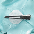 Sourpuss Turquoise & White Skull Rose Hair Clip | Gothic Rockabilly Pin-Up Hair Accessory