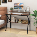 Space Saving Computer Desk with Monitor Stand and Extra Storage Shelf for Work Study