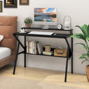Space Saving Computer Desk with Monitor Stand and Extra Storage Shelf for Work Study