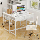 Space Saving Home Office Desk with 2 Fabric Drawers and 4 Hanging Hooks