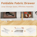 Space Saving Home Office Desk with 2 Fabric Drawers and 4 Hanging Hooks