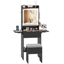 Space-saving Vanity Desk with Mirror and Lights for Bedroom
