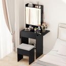 Space-saving Vanity Desk with Mirror and Lights for Bedroom