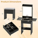 Space-saving Vanity Desk with Mirror and Lights for Bedroom