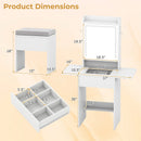 Space-saving Vanity Desk with Mirror and Lights for Bedroom