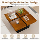 Square Coffee Table Mid Century Modern Center Table-Walnut