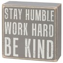 Stay Humble Gray Box Sign Set | Giftable Home Decor | 4" x 4" | Gift for Her