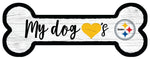 Pittsburgh Steelers Football Dog Bone White Wooden Sign