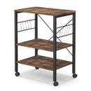 3-Tier Kitchen Baker's Rack Microwave Oven Storage Cart with Hooks