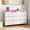 Storage Organizer with LED Lights and 9 Fabric Drawers for Bedroom