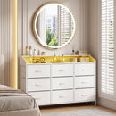 Storage Organizer with LED Lights and 9 Fabric Drawers for Bedroom