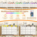 Storage Organizer with LED Lights and 9 Fabric Drawers for Bedroom